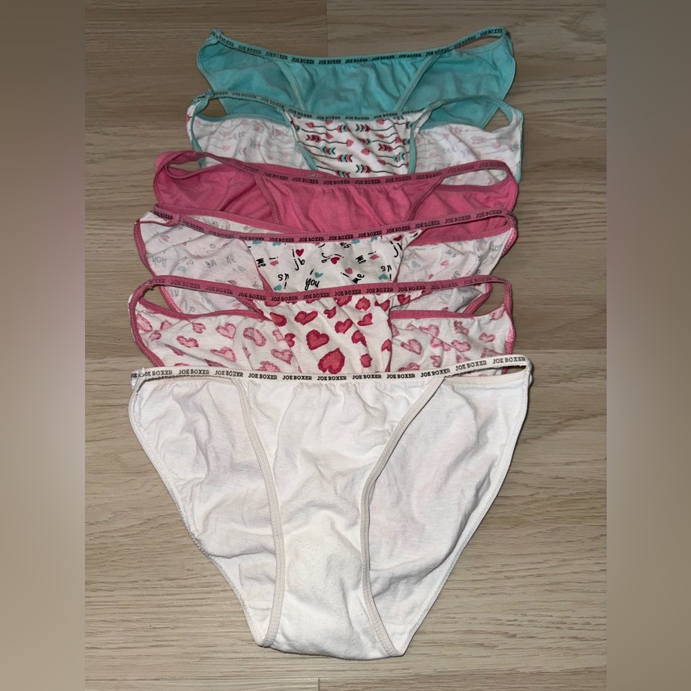 Lot Of 6 90’s Vintage Joe boxer Cotton Logo Trim Low Rise String Bikini Panties